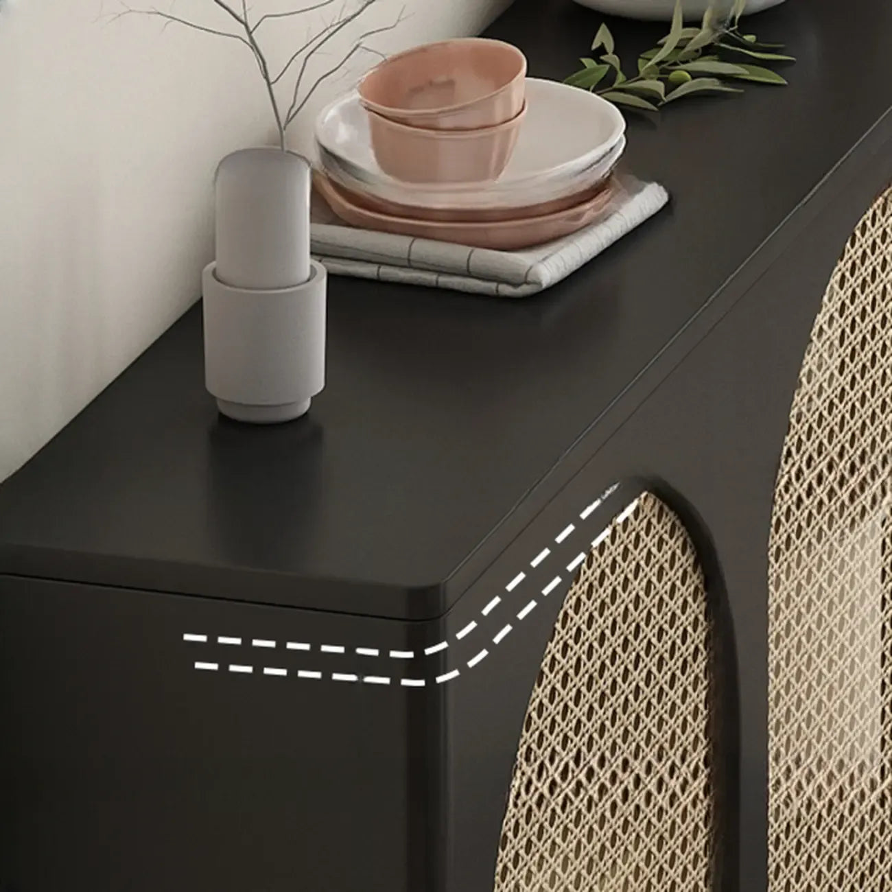 Buffet moderne noir massif avec rangement