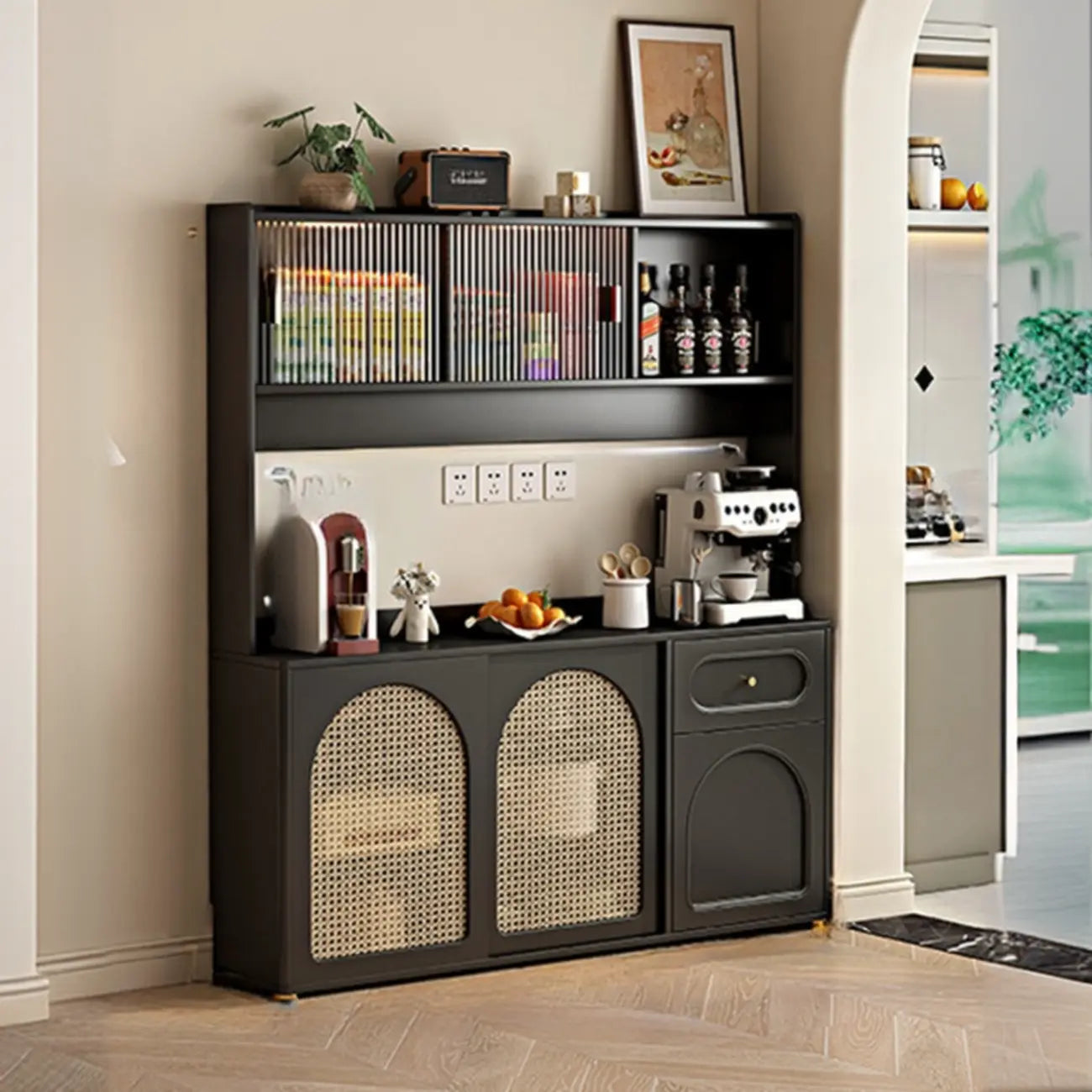 Buffet moderne noir massif avec rangement