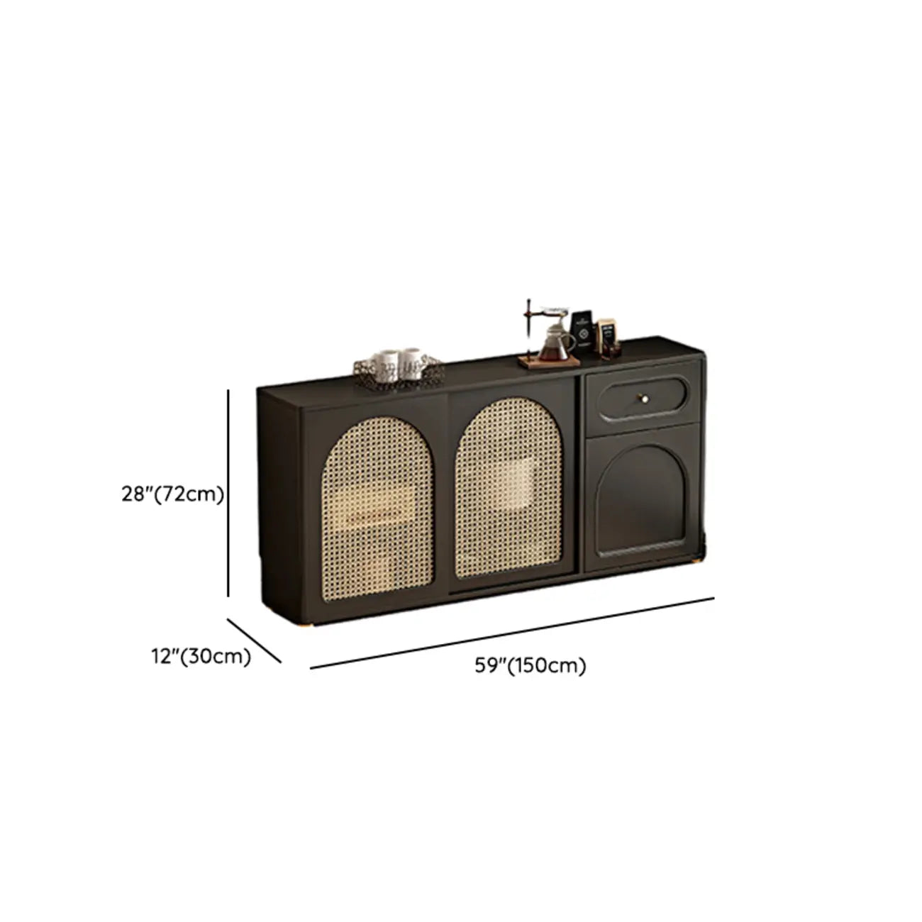 Buffet moderne noir massif avec rangement