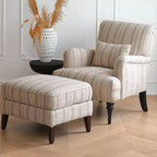 Fauteuil moderne à dossier haut en tissu avec accoudoirs pour salon