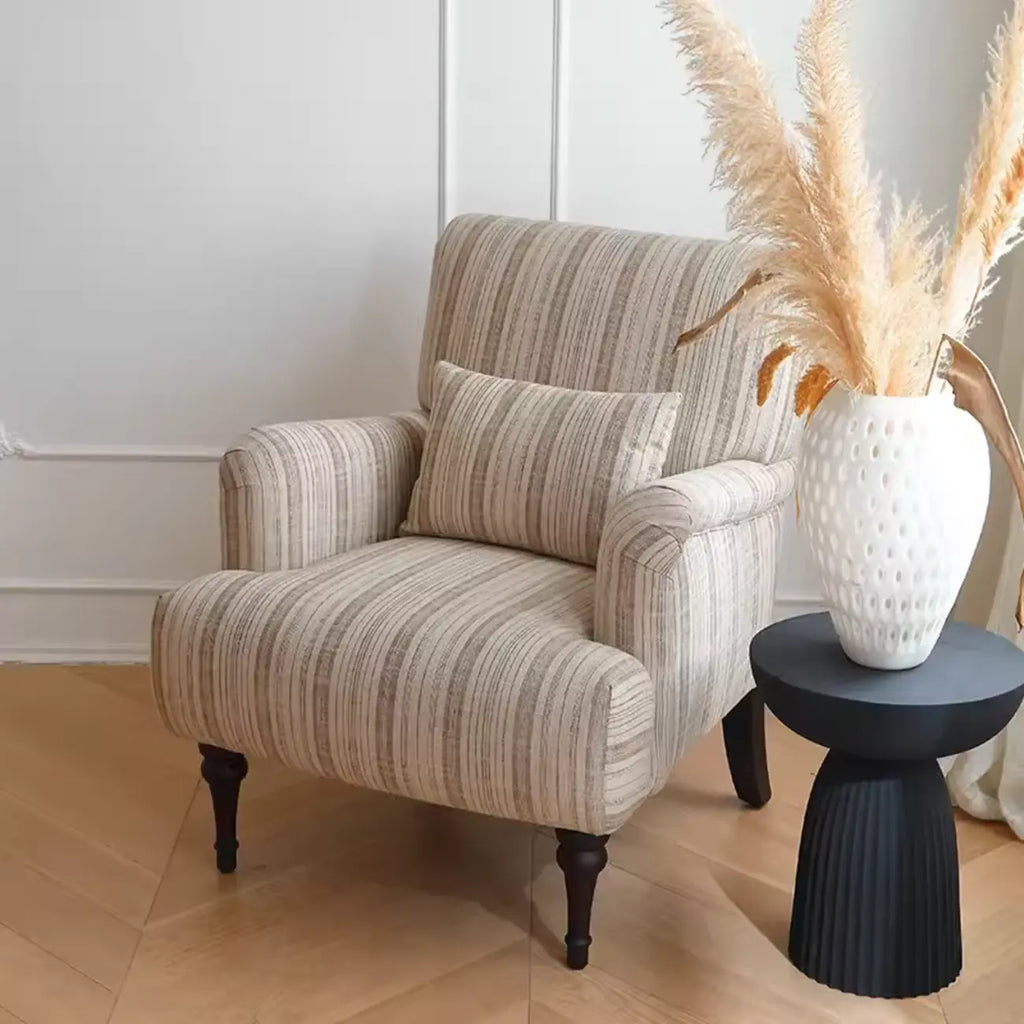 Fauteuil moderne à dossier haut en tissu avec accoudoirs pour salon