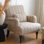 Fauteuil moderne à dossier haut en tissu avec accoudoirs pour salon