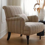 Fauteuil moderne à dossier haut en tissu avec accoudoirs pour salon