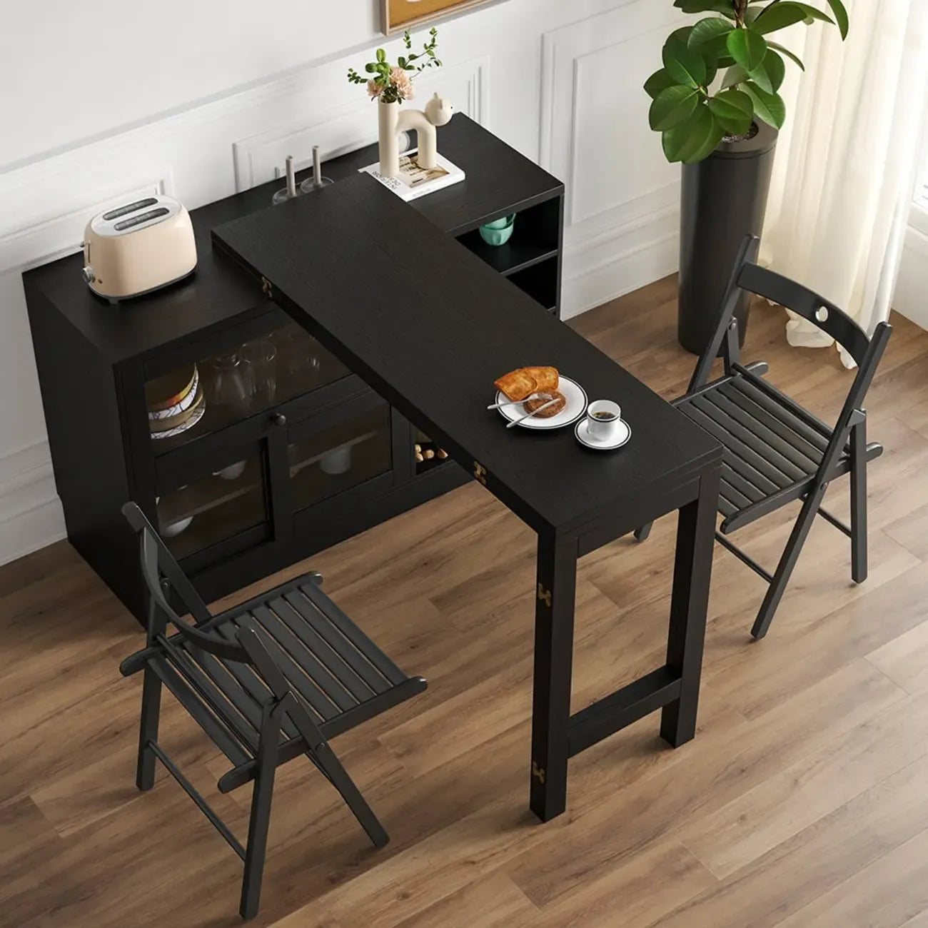 Buffet extensible de style campagnard en MDF noir