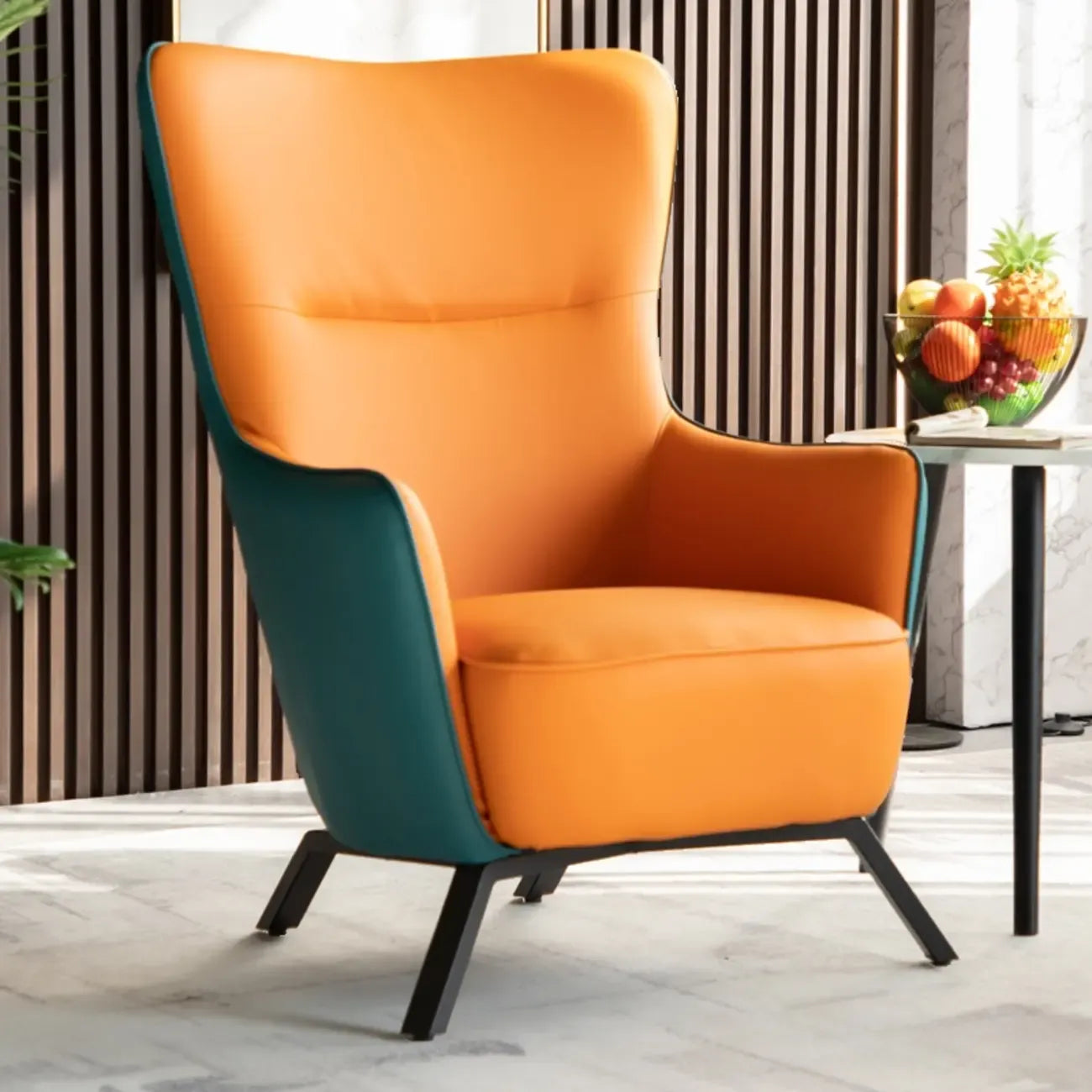 Petit fauteuil d'appoint en similicuir pour salon