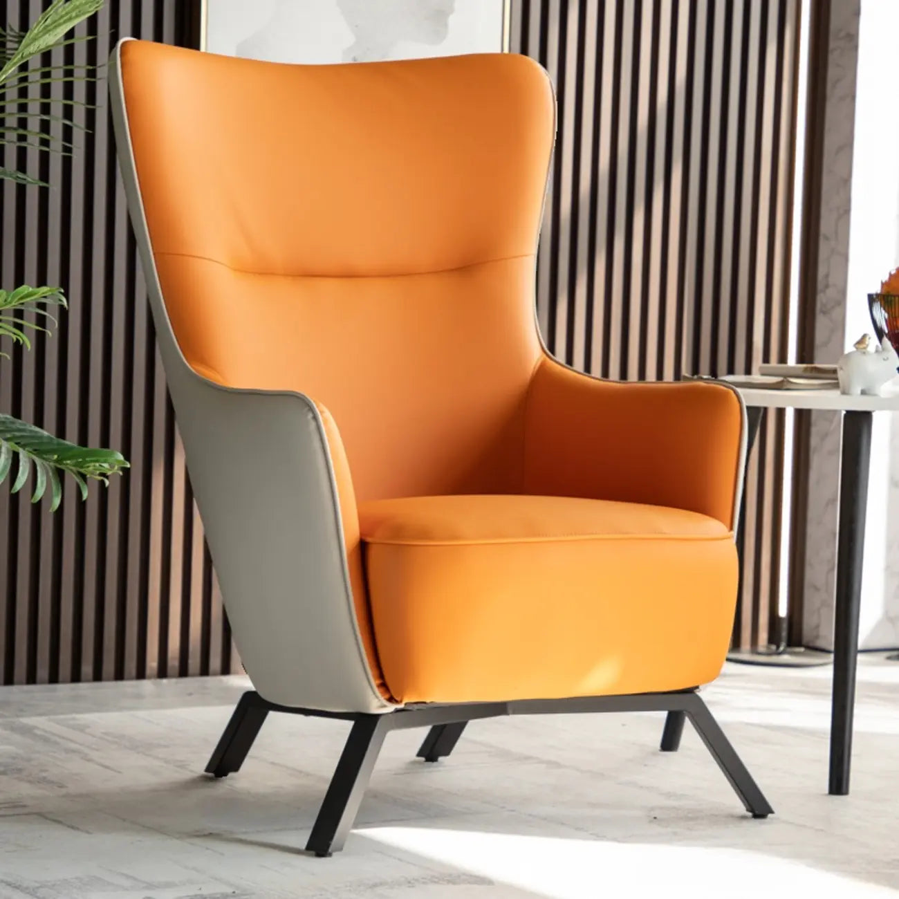 Petit fauteuil d'appoint en similicuir pour salon