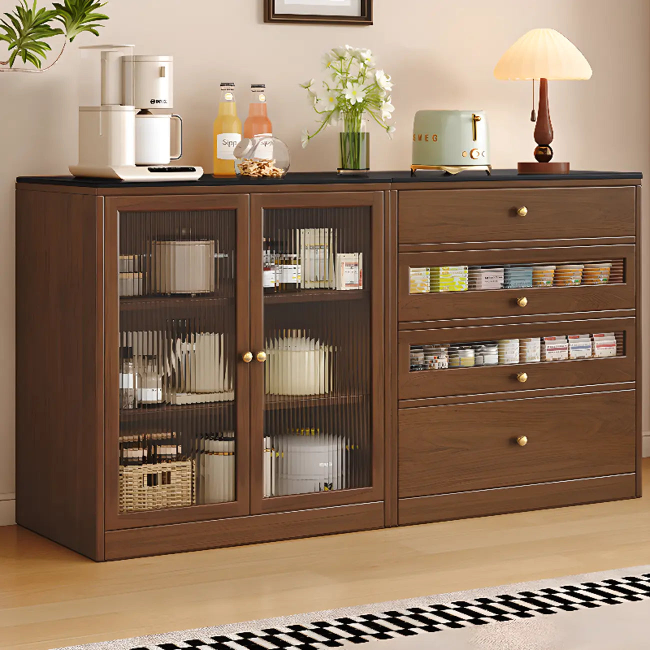 Buffet moderne Art Déco en bois avec rangement