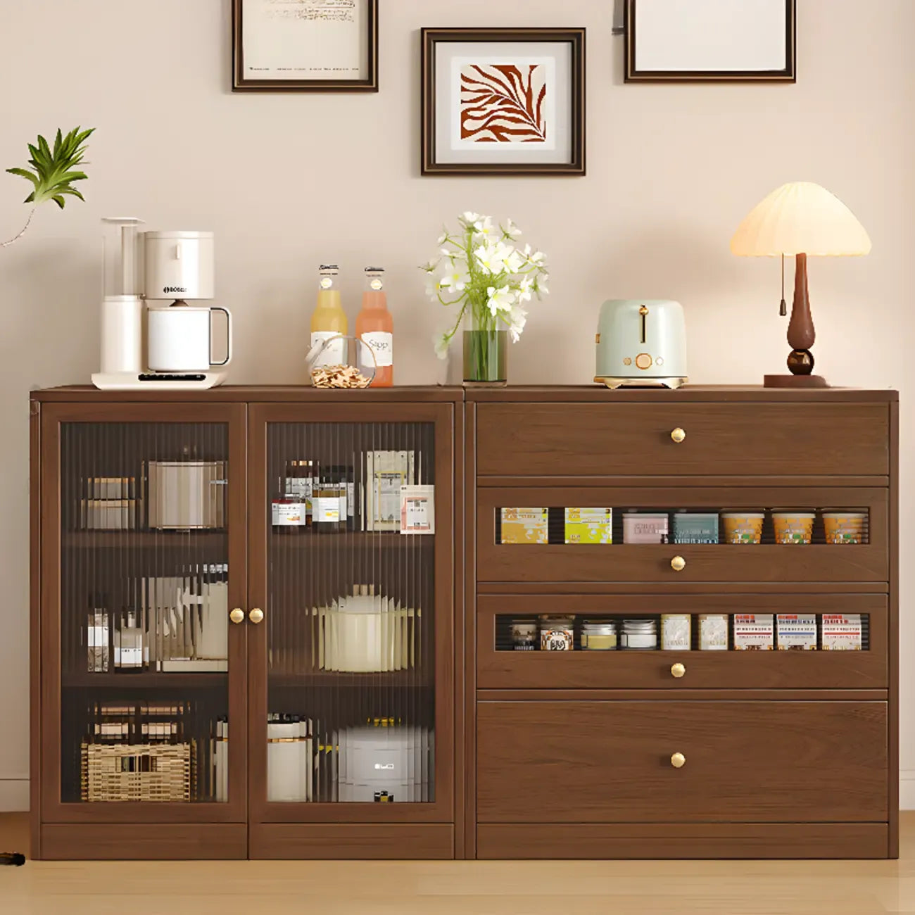 Buffet moderne Art Déco en bois avec rangement