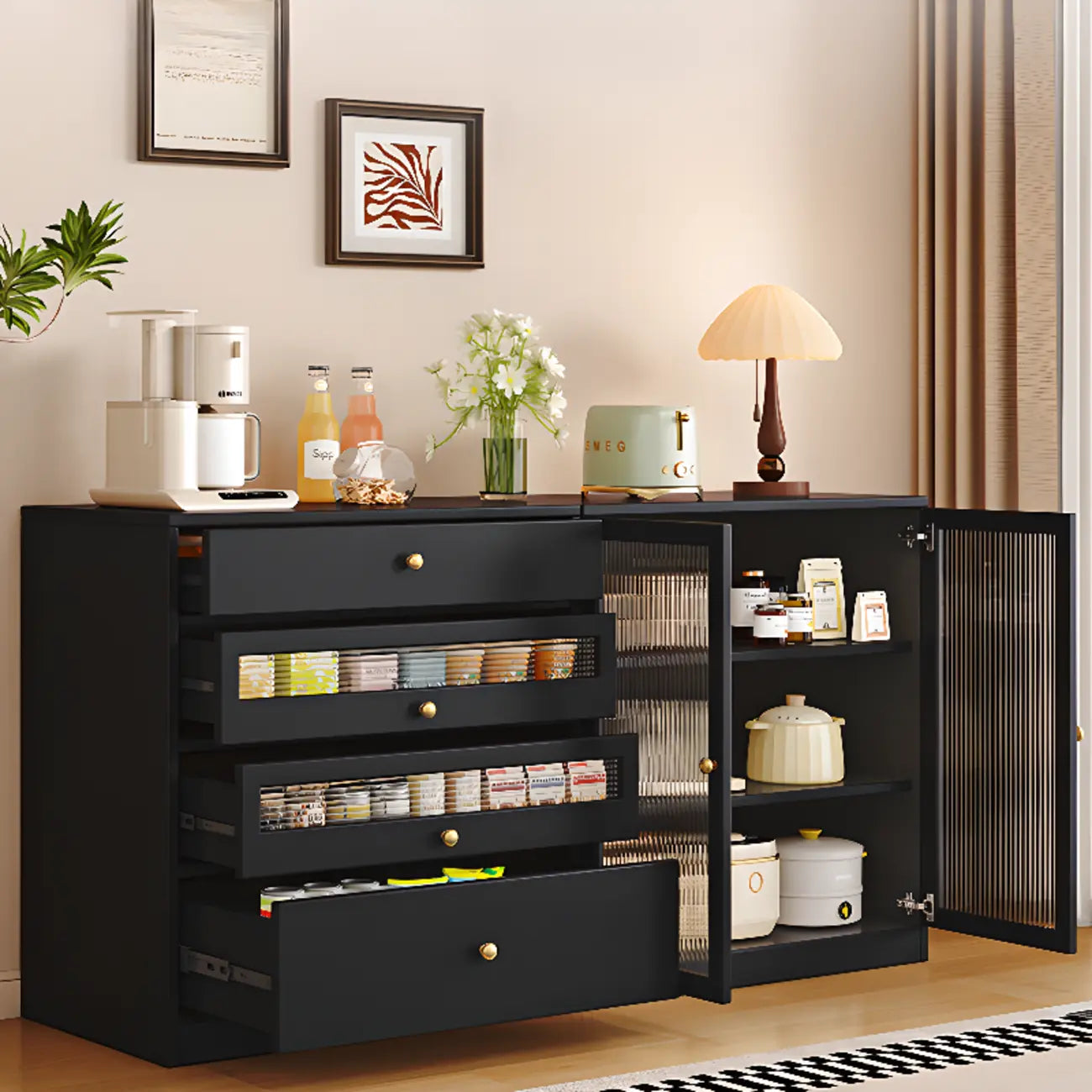 Buffet moderne Art Déco en bois avec rangement