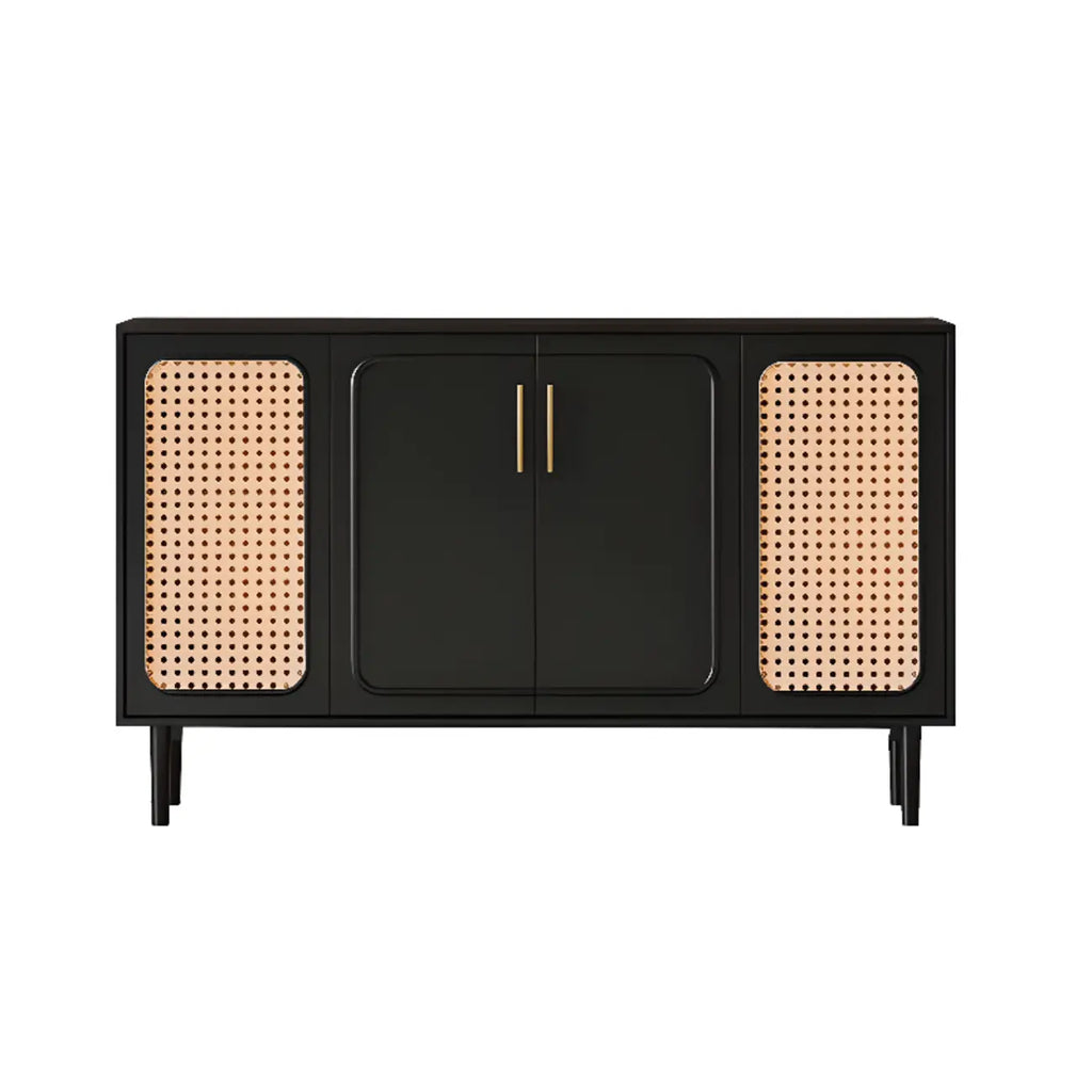 Buffet moderne en bois massif couleur encre avec étagères réglables