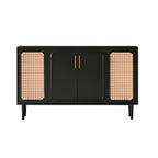 Buffet moderne en bois massif couleur encre avec étagères réglables