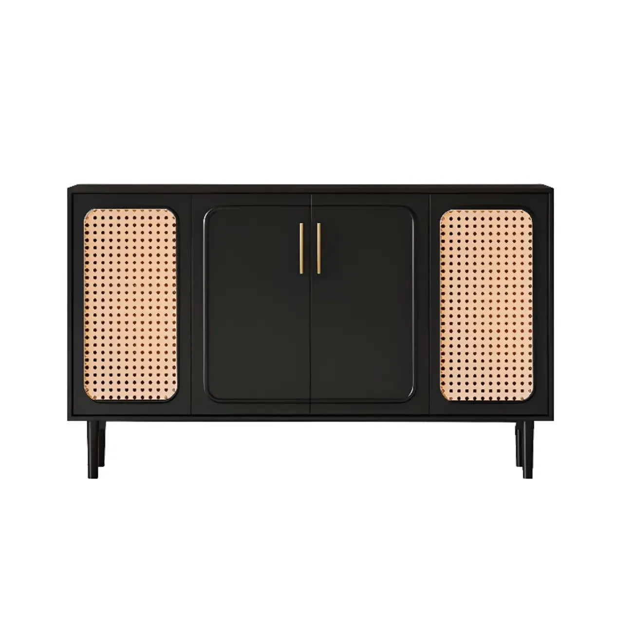 Buffet moderne en bois massif couleur encre avec étagères réglables