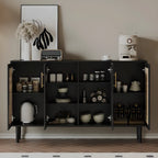 Buffet moderne en bois massif couleur encre avec étagères réglables