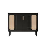 Buffet moderne en bois massif couleur encre avec étagères réglables