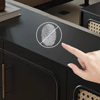 Buffet moderne en bois massif couleur encre avec étagères réglables