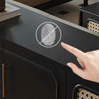 Buffet moderne en bois massif couleur encre avec étagères réglables