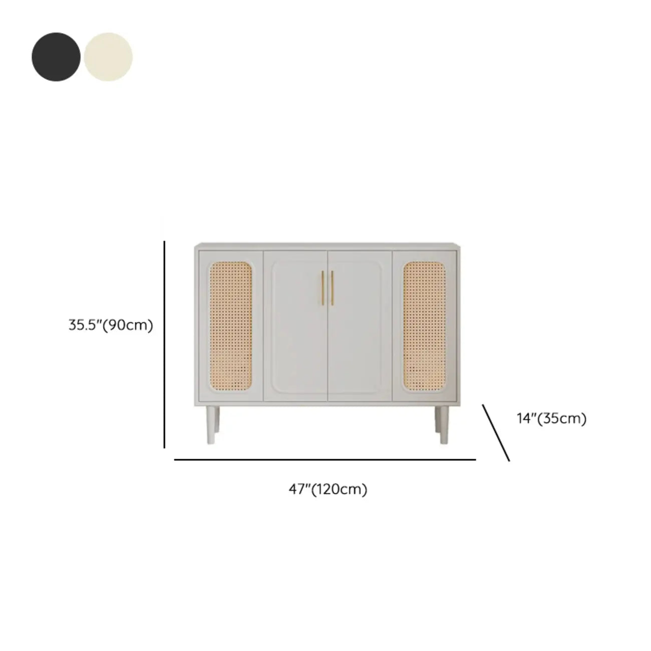 Buffet moderne en bois massif couleur encre avec étagères réglables