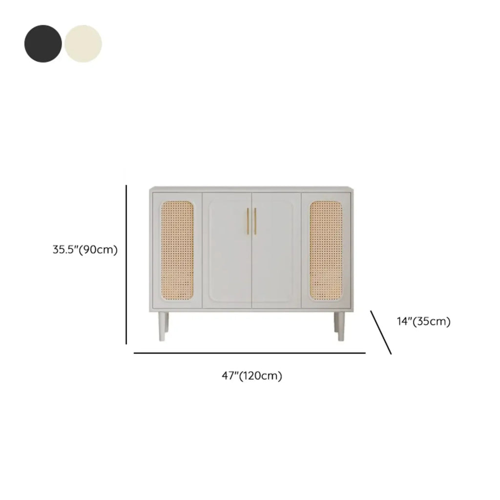 Buffet moderne en bois massif couleur encre avec étagères réglables