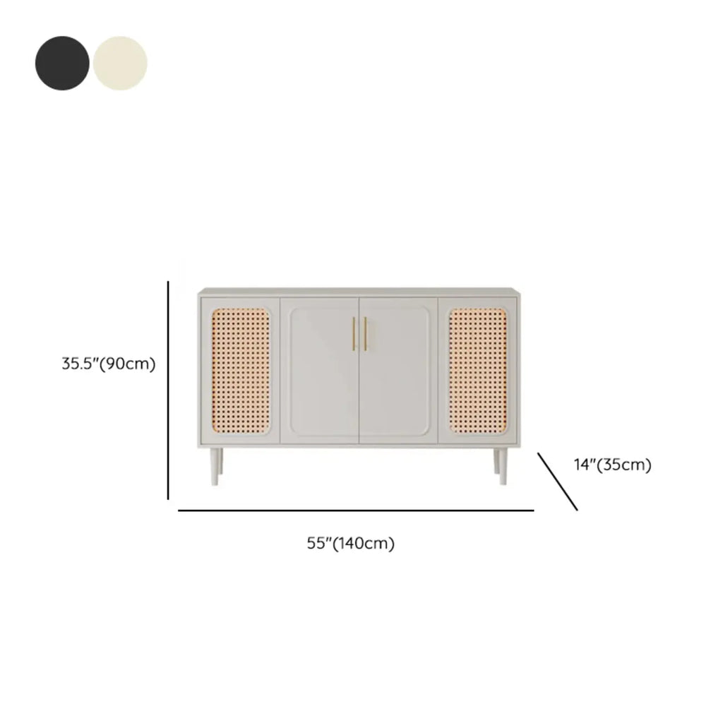 Buffet moderne en bois massif couleur encre avec étagères réglables