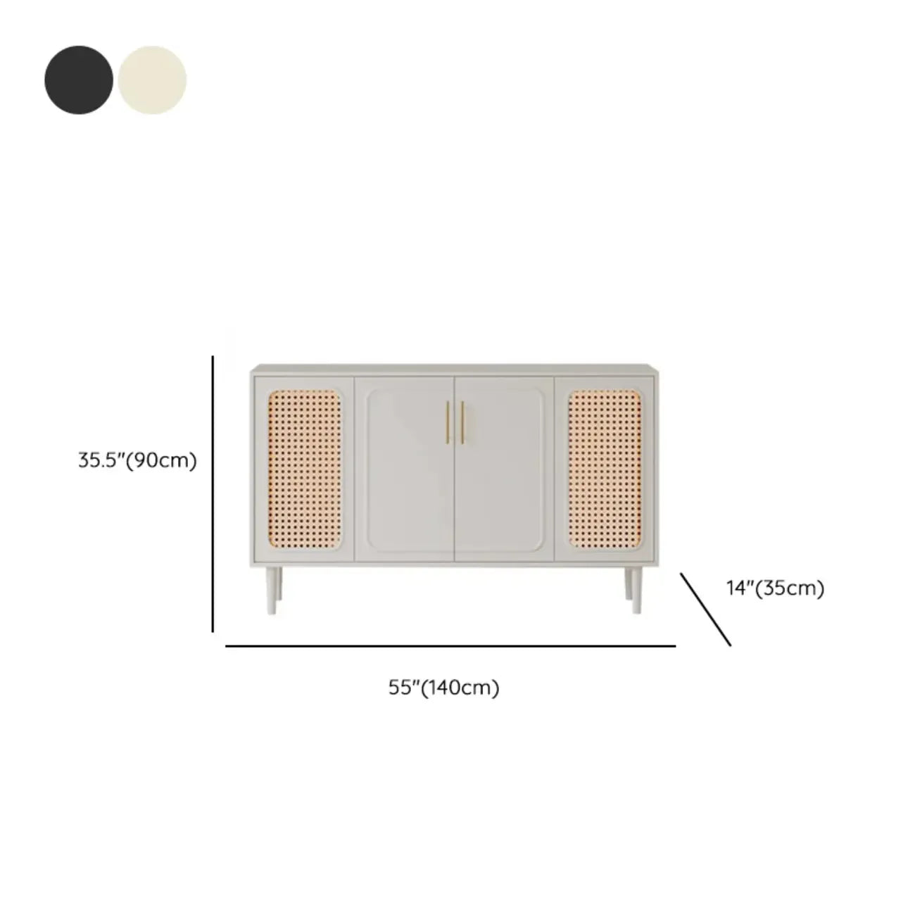 Buffet moderne en bois massif couleur encre avec étagères réglables