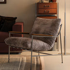 Fauteuil d'appoint moderne du milieu du siècle avec structure en métal et chenille