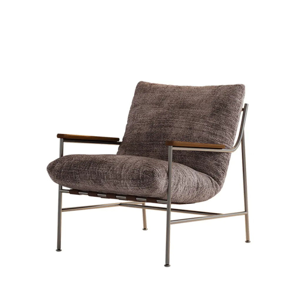 Fauteuil d'appoint moderne du milieu du siècle avec structure en métal et chenille