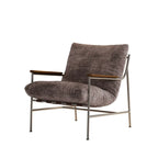 Fauteuil d'appoint moderne du milieu du siècle avec structure en métal et chenille