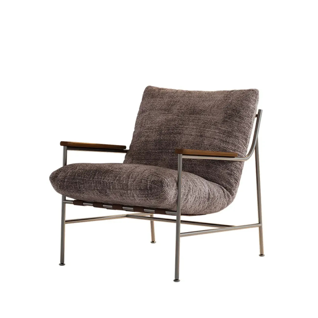 Fauteuil d'appoint moderne du milieu du siècle avec structure en métal et chenille