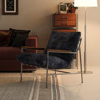 Fauteuil d'appoint moderne du milieu du siècle avec structure en métal et chenille