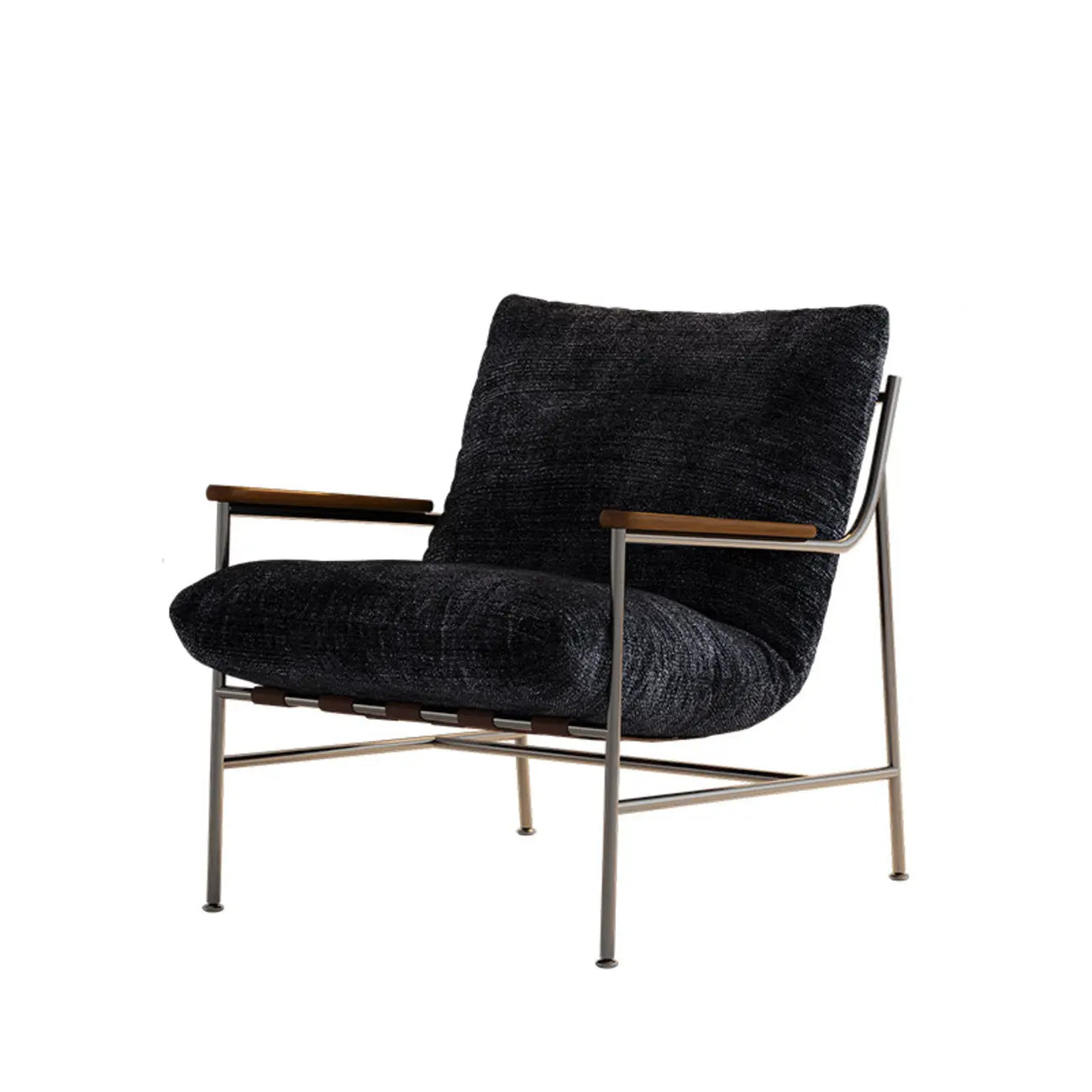 Fauteuil d'appoint moderne du milieu du siècle avec structure en métal et chenille