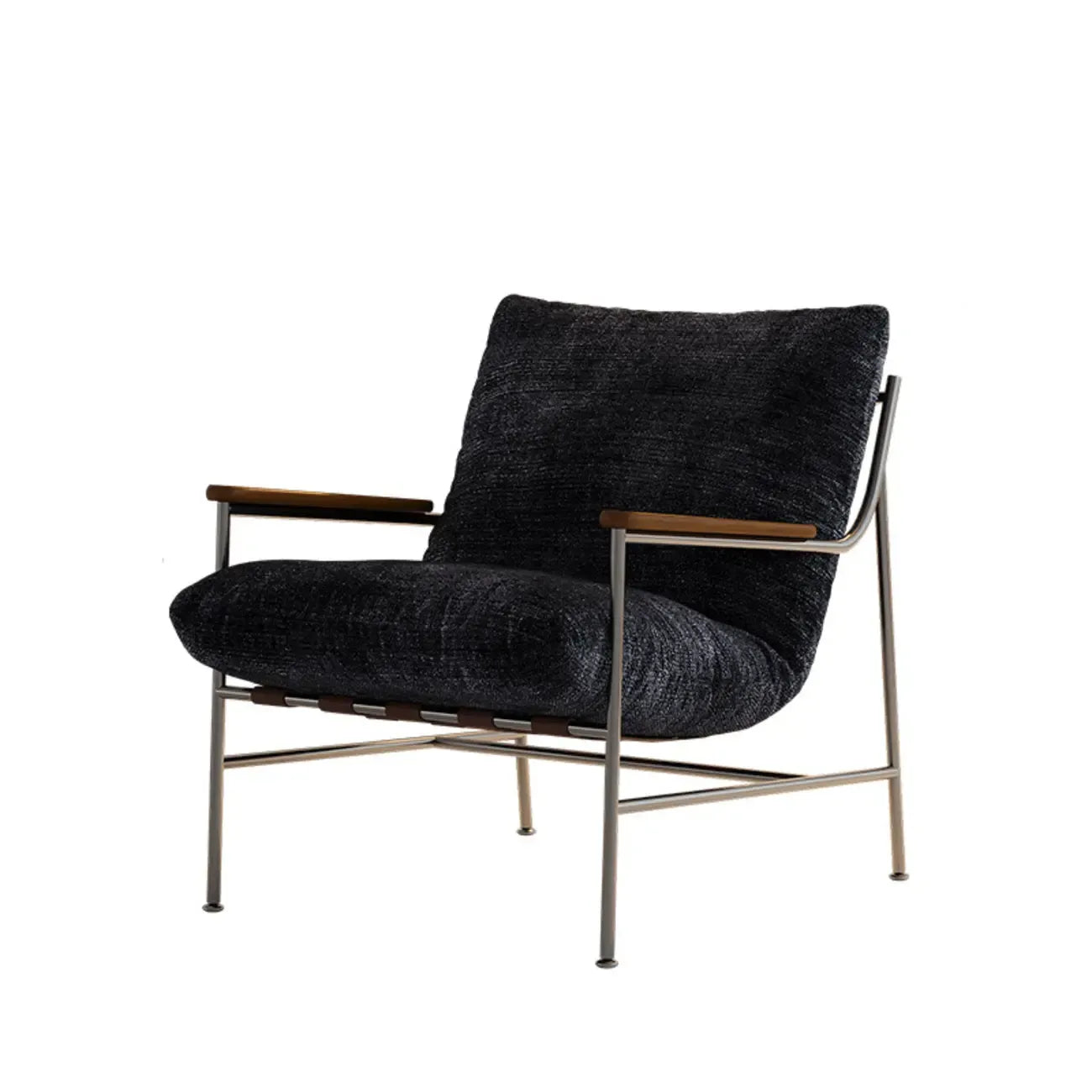 Fauteuil d'appoint moderne du milieu du siècle avec structure en métal et chenille
