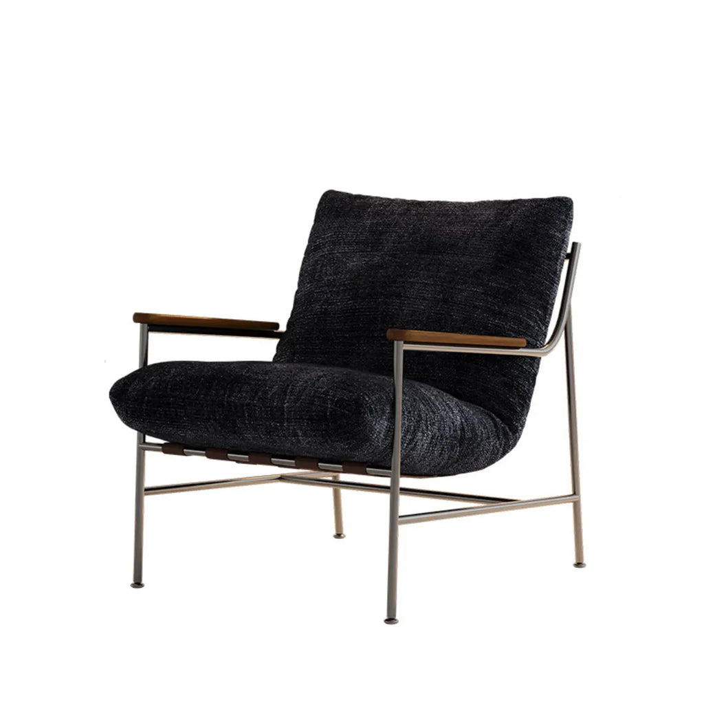 Fauteuil d'appoint moderne du milieu du siècle avec structure en métal et chenille