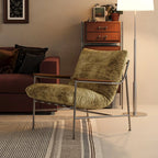 Fauteuil d'appoint moderne du milieu du siècle avec structure en métal et chenille