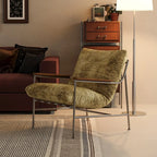 Fauteuil d'appoint moderne du milieu du siècle avec structure en métal et chenille