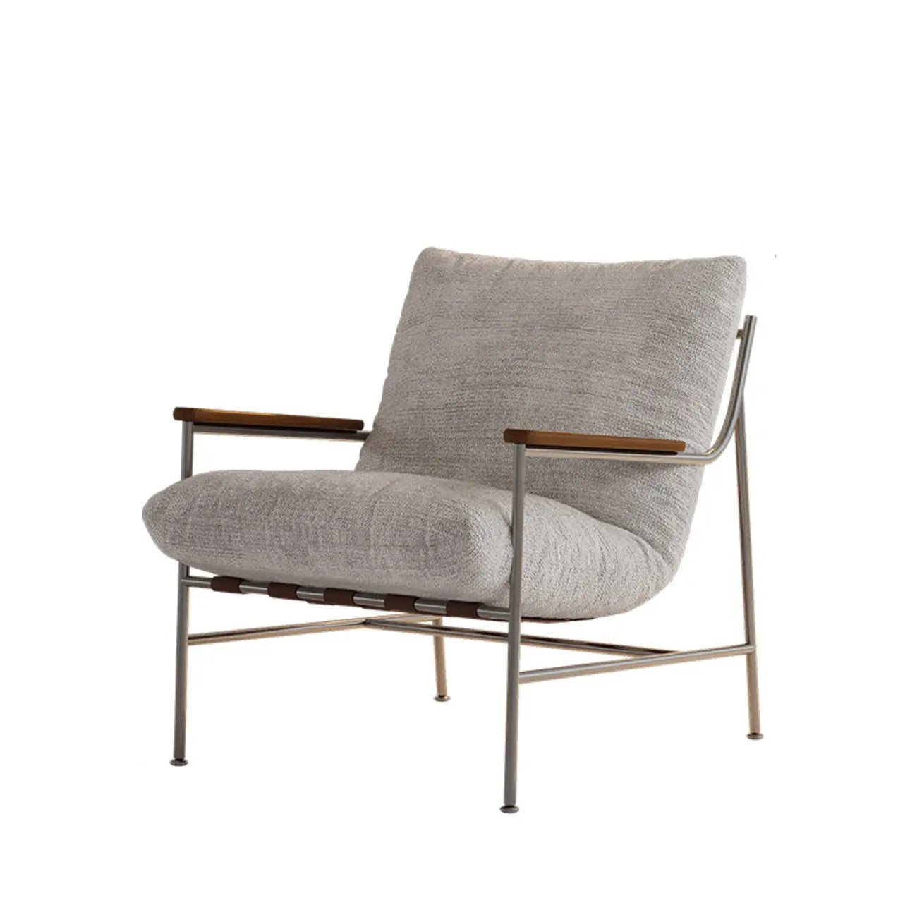 Fauteuil d'appoint moderne du milieu du siècle avec structure en métal et chenille