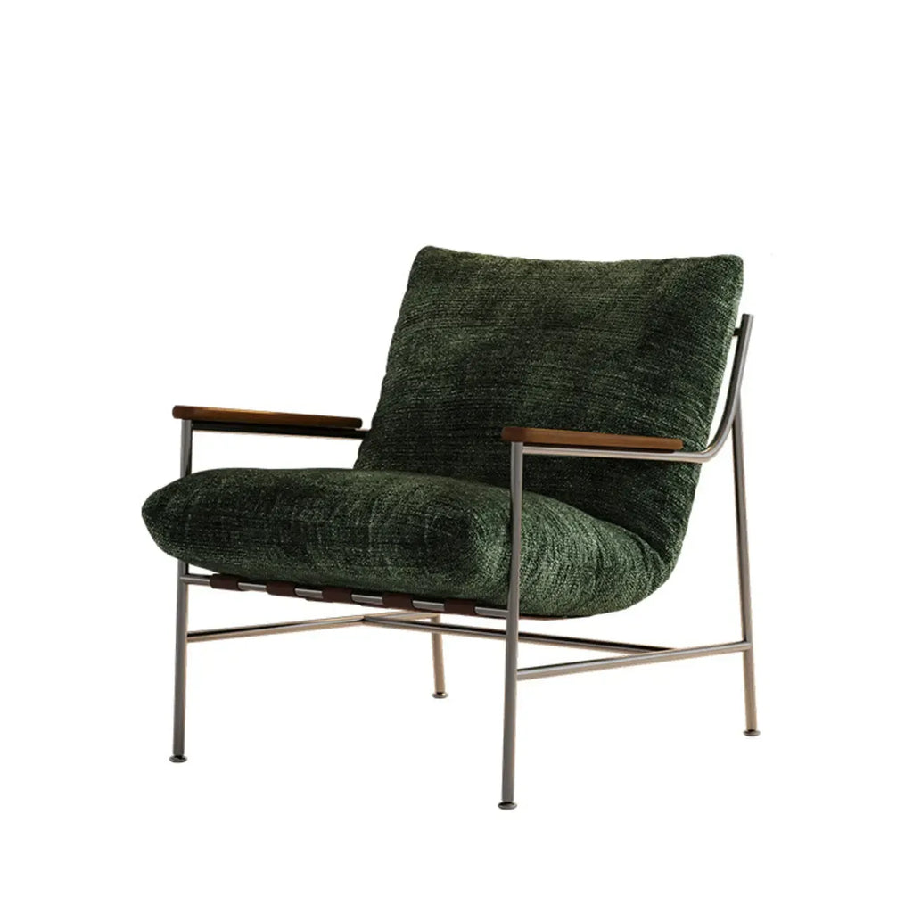 Fauteuil d'appoint moderne du milieu du siècle avec structure en métal et chenille