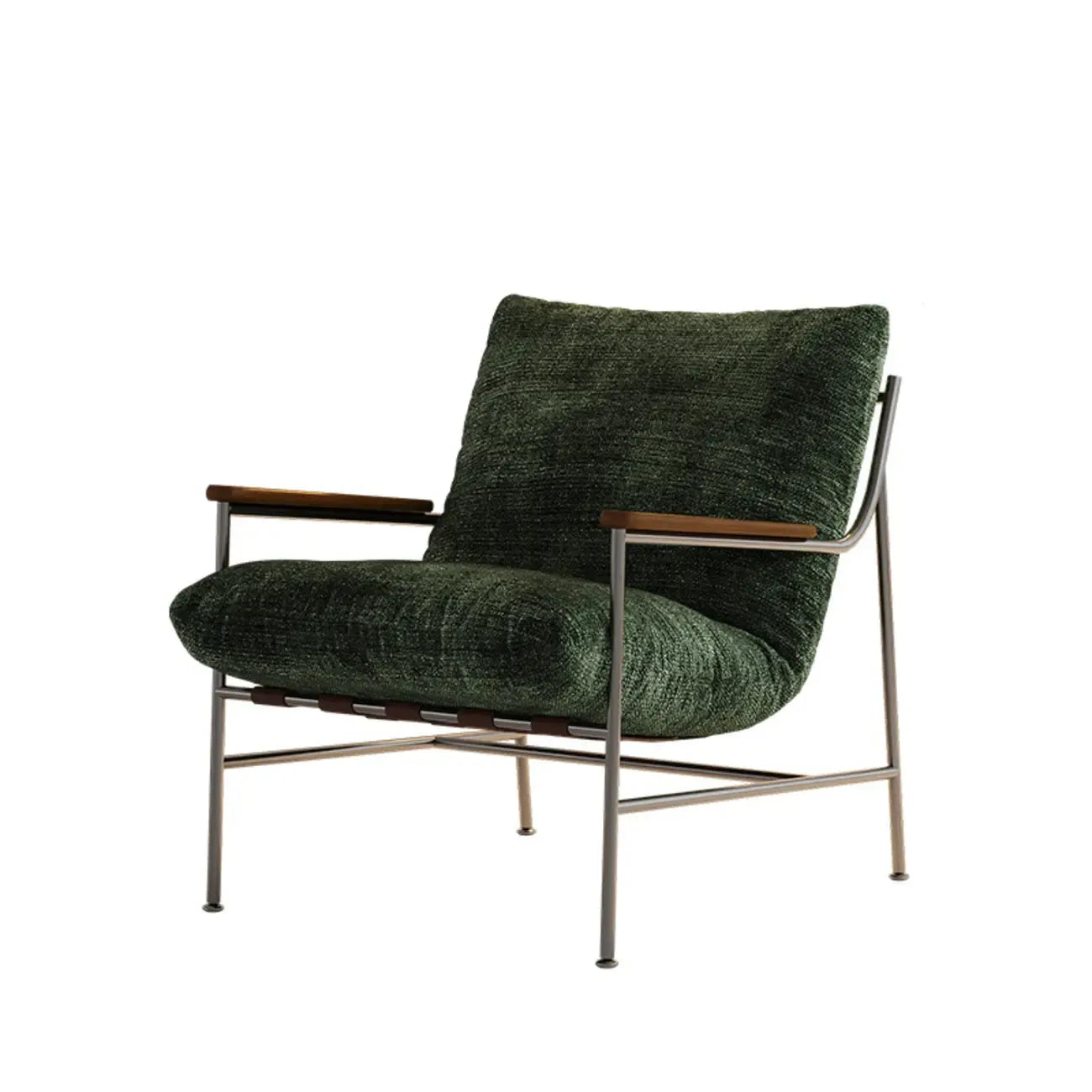 Fauteuil d'appoint moderne du milieu du siècle avec structure en métal et chenille