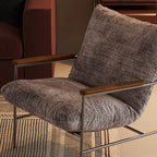 Fauteuil d'appoint moderne du milieu du siècle avec structure en métal et chenille