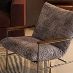 Fauteuil d'appoint moderne du milieu du siècle avec structure en métal et chenille