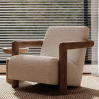 Fauteuil de salon minimaliste en tissu mohair blanc