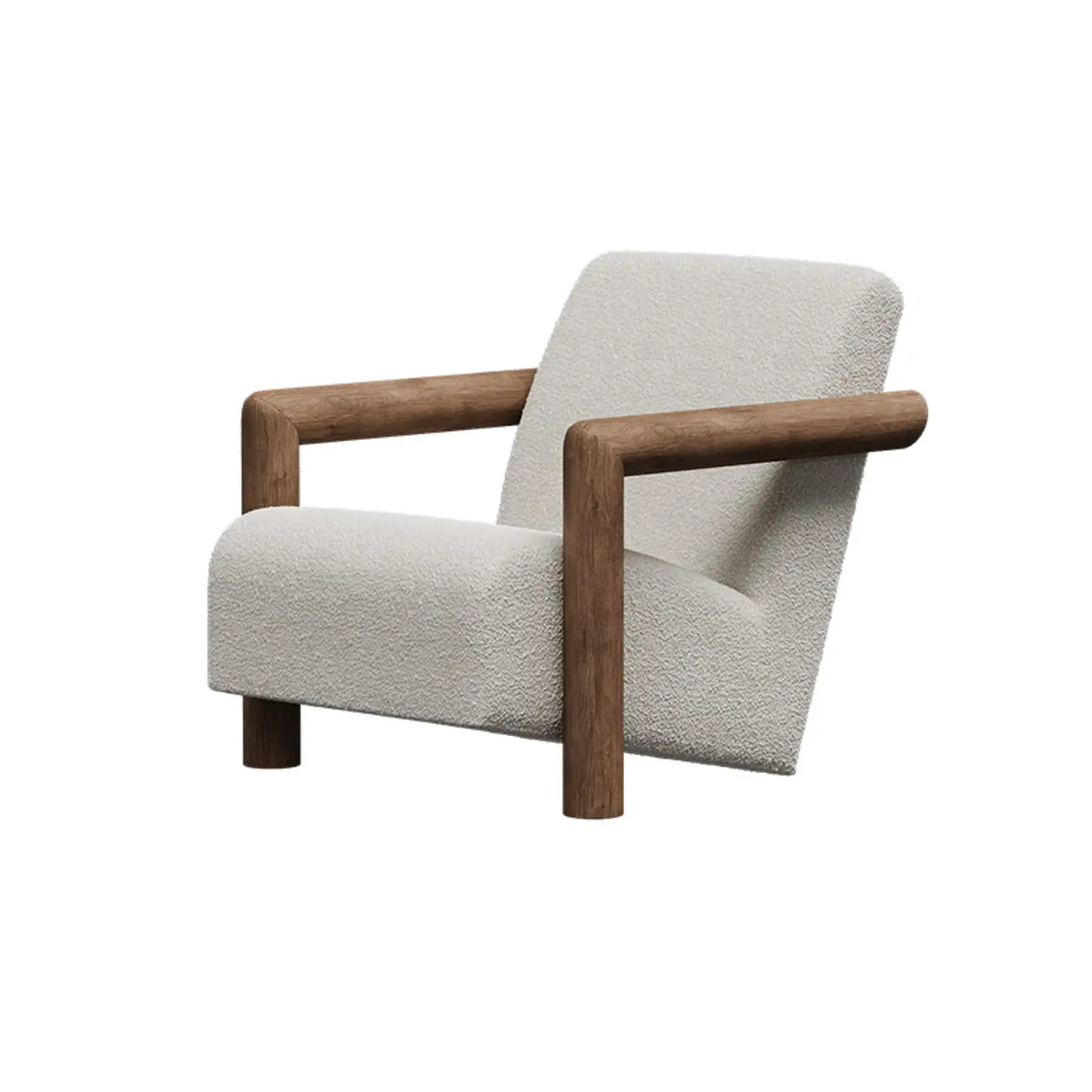 Fauteuil de salon minimaliste en tissu mohair blanc