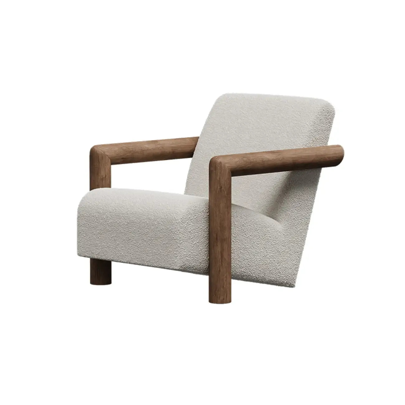 Fauteuil de salon minimaliste en tissu mohair blanc