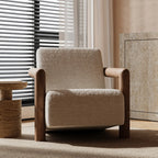 Fauteuil de salon minimaliste en tissu mohair blanc