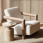 Fauteuil de salon minimaliste en tissu mohair blanc