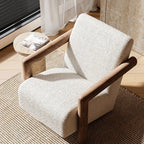 Fauteuil de salon minimaliste en tissu mohair blanc