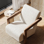 Fauteuil de salon minimaliste en tissu mohair blanc