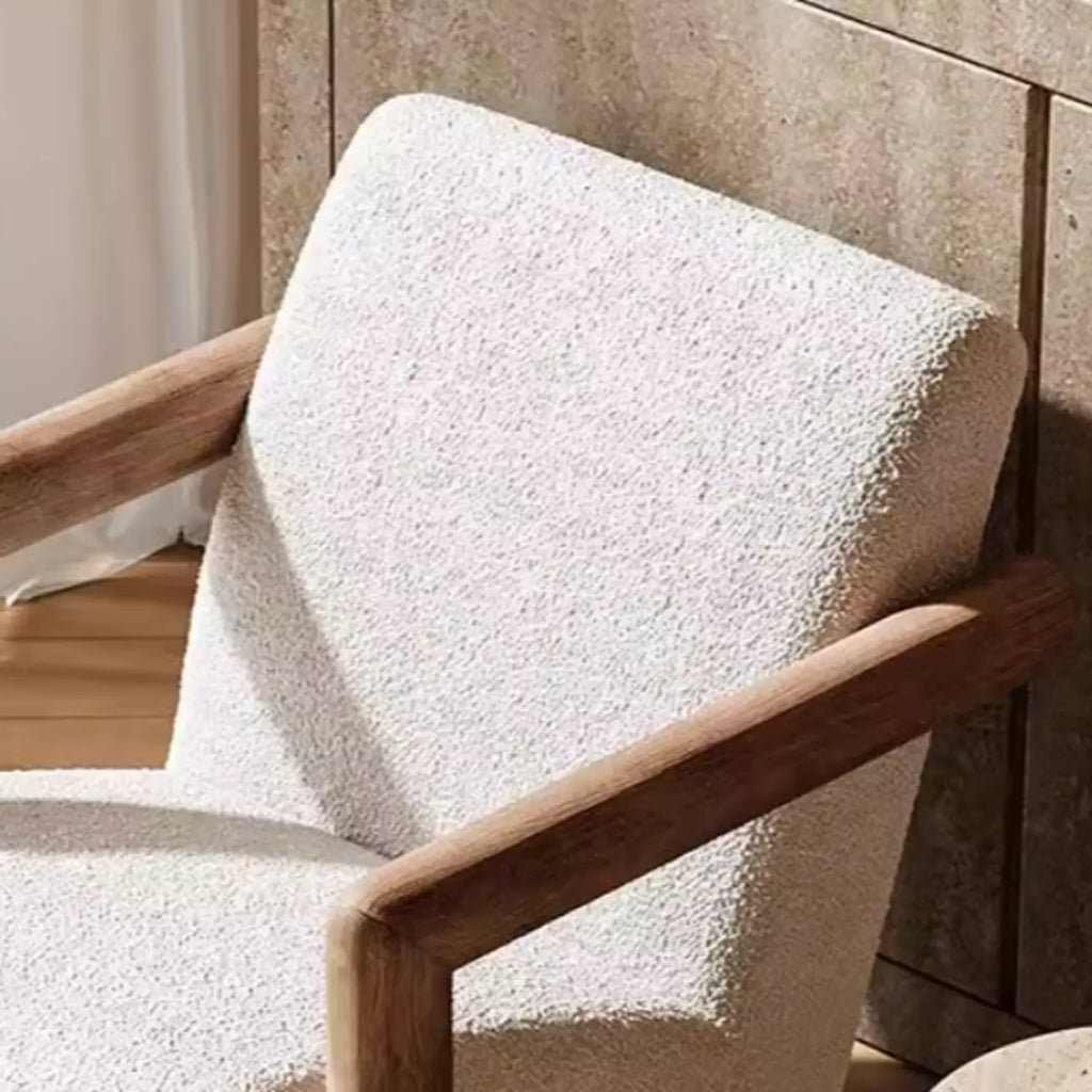Fauteuil de salon minimaliste en tissu mohair blanc
