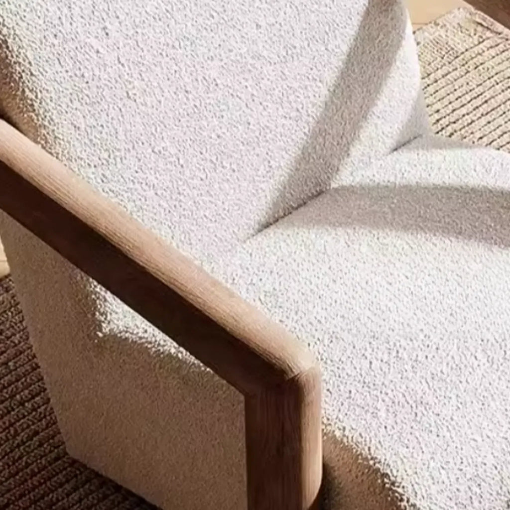 Fauteuil de salon minimaliste en tissu mohair blanc