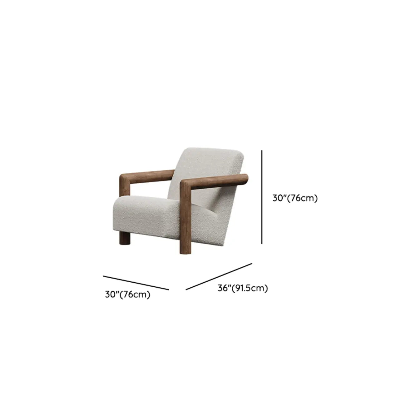 Fauteuil de salon minimaliste en tissu mohair blanc