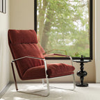 Fauteuil d'appoint moderne en chenille à dossier haut avec accoudoirs